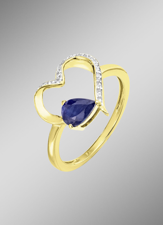 mit Edelsteinen - Zeitlose Romantik: Damenring mit echtem Safir, in Größe 160 bis 220, in Farbe  Ansicht 1