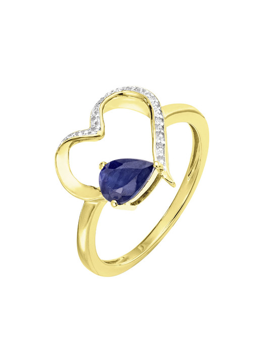 mit Edelsteinen - Zeitlose Romantik: Damenring mit echtem Safir, in Größe 160 bis 220, in Farbe  Ansicht 2
