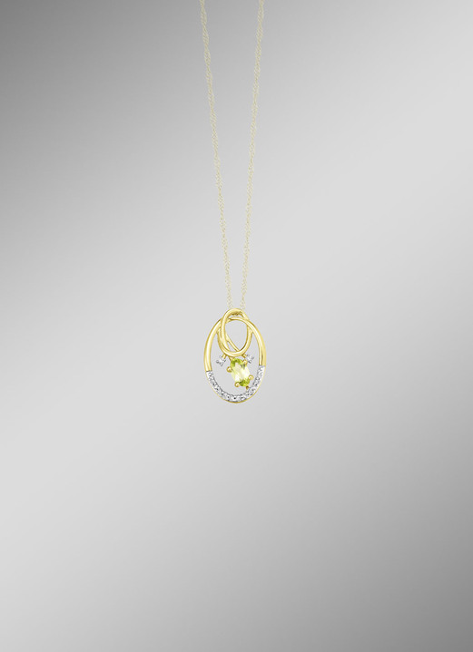 mit Edelsteinen - Anhänger mit Brillanten und Peridot, in Farbe  Ansicht 1