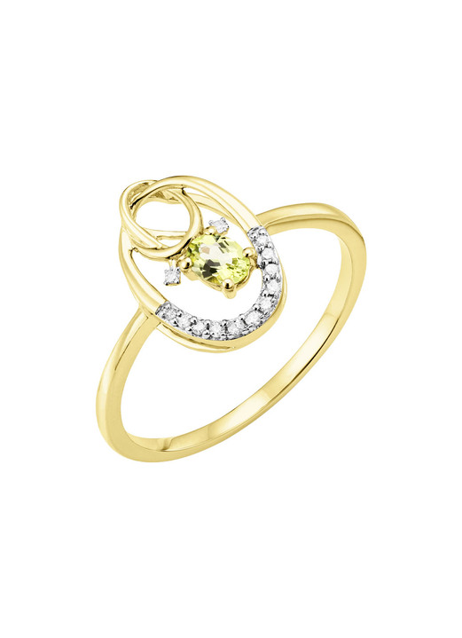 mit Edelsteinen - Damenring mit Brillanten und Peridot, in Größe 160 bis 220, in Farbe  Ansicht 2