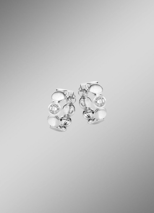 Ohrschmuck - Edle Klappcreolen mit Zirkonia, in Farbe  Ansicht 1