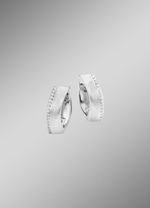 Ohrschmuck - Tolle Klappcreolen mit Zirkonia, in Farbe  Ansicht 1