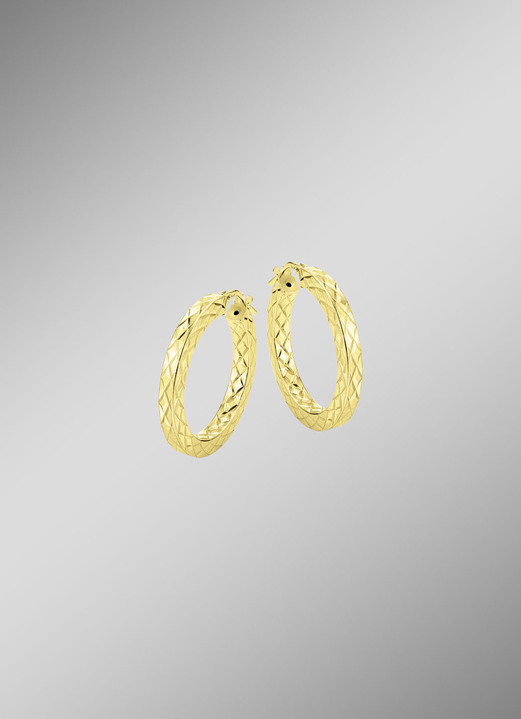 Ohrschmuck - Creolen mit Struktur aus vergoldetem Silber, in Farbe  Ansicht 1