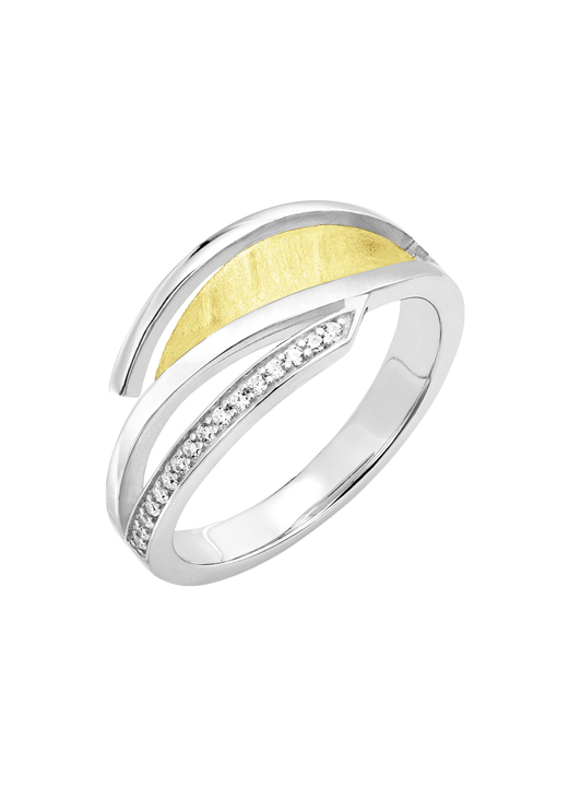 Ringe - Moderner Damenring in Bicolor mit Zirkonia, in Größe 160 bis 220, in Farbe  Ansicht 2