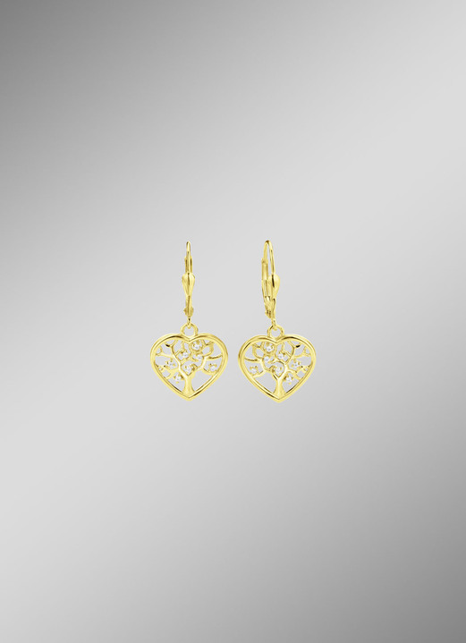 Ohrschmuck - Vergoldete Ohrringe mit Zirkonia, in Farbe  Ansicht 1