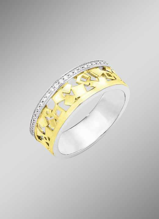 Ringe - Damenring in Bicolor mit Zirkonia, in Größe 160 bis 220, in Farbe  Ansicht 2