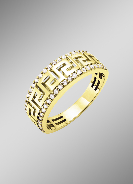 ohne Steine / mit Zirkonia - Damenring mit Meandermuster , in Größe 160 bis 220, in Farbe  Ansicht 2