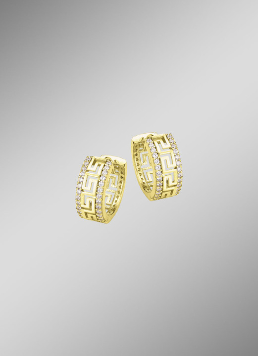 ohne Steine / mit Zirkonia - Glanzvolle  Klappcreolen , in Farbe  Ansicht 2