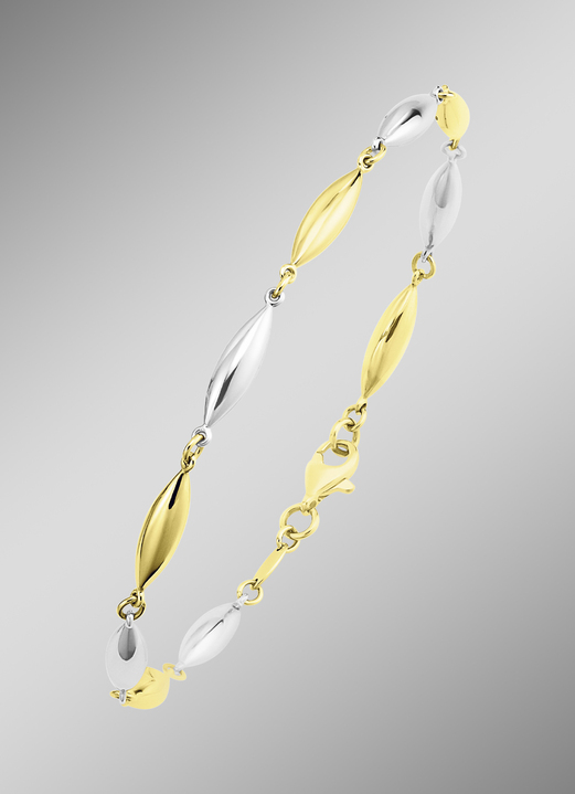 ohne Steine / mit Zirkonia - Hochwertiges Armband in Bicolor-, in Farbe  Ansicht 1