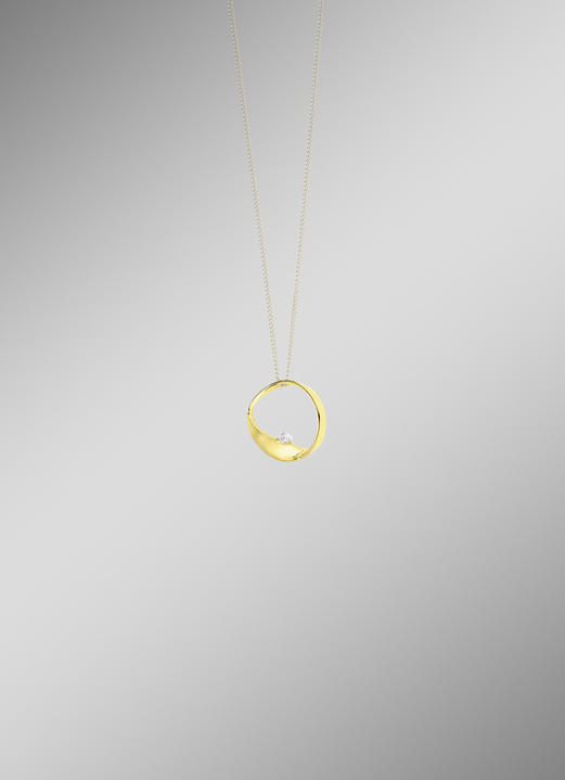 ohne Steine / mit Zirkonia - Geschmackvoller Anhänger in Bicolor, in Farbe  Ansicht 2