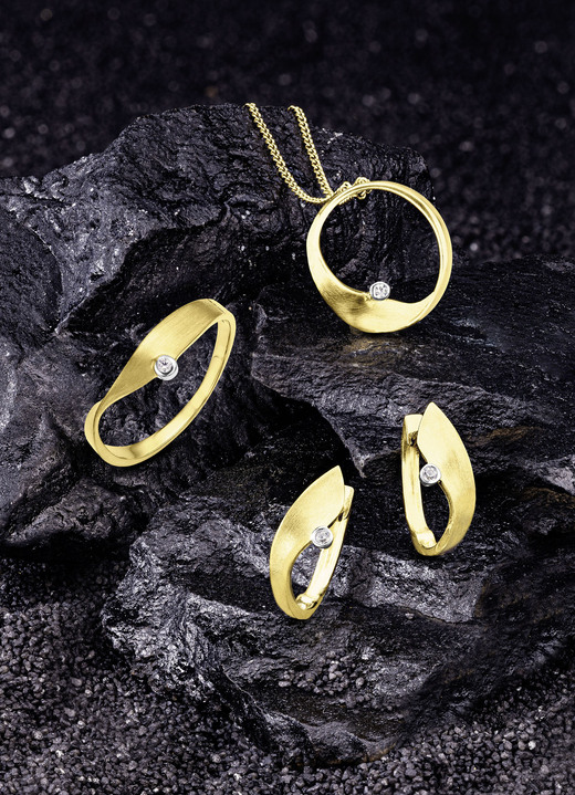 ohne Steine / mit Zirkonia - Geschmackvoller Anhänger in Bicolor, in Farbe  Ansicht 1