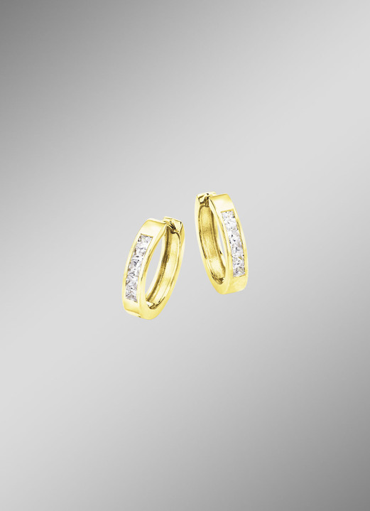 ohne Steine / mit Zirkonia - Elegante Klappcreolen, in Farbe  Ansicht 1