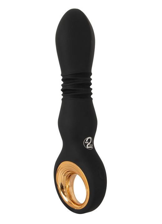 Erotik - Massagegerät n edler Optik mit Soft Touch Textur, in Farbe SCHWARZ-GOLDMETALLIC Ansicht 1