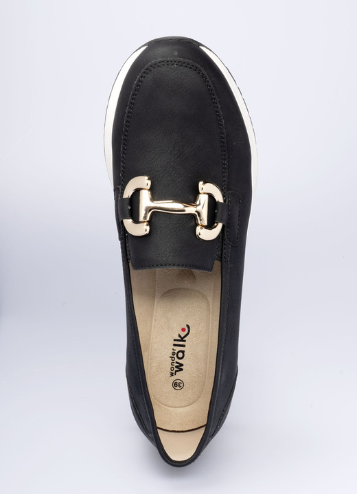 Halbschuhe - Komfort-Mokassin in Leder-Optik, in Größe 036 bis 042, in Farbe SCHWARZ Ansicht 2