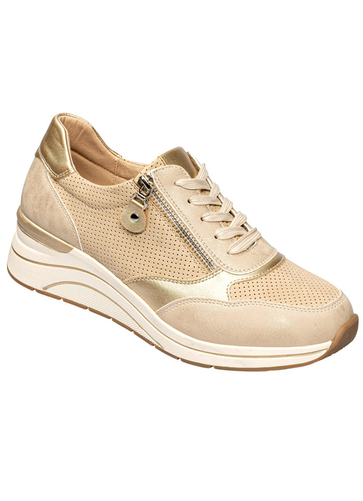 Komfortschuhe - Sportlicher Komfort-Keil-Sneaker , in Größe 036 bis 042, in Farbe CREME-GOLD Ansicht 1