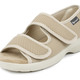 Halbschuhe - Klett-Sandale für Damen und Herren – Farbe BEIGE – Ansicht 1 Halbschuhe - Klett-Sandale für Damen und Herren, in Größe 036 bis 046, in Farbe BLAU, in Ausführung Klett-Sandale mit 1 Klettverschluss – Farbe BEIGE – Ansicht 1