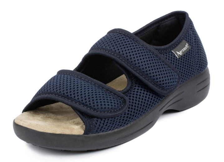 Halbschuhe - Klett-Sandale für Damen und Herren, in Größe 036 bis 046, in Farbe BLAU, in Ausführung Klett-Sandale mit 1 Klettverschluss Ansicht 6