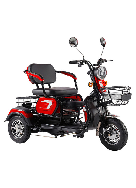 Mobilität - 3-Rad Elektromobil im Stil eines Kompaktrollers, in Farbe ROT Ansicht 1