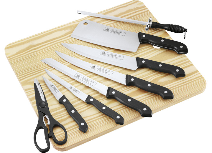 Messer & Schneidgeräte - Messerset mit Schneidebrett, 9-teilig, in Farbe SCHWARZ Ansicht 2