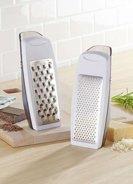 Haushaltshelfer - Duo-Reiben Set fürs Reiben und Servieren, in Farbe WEISS Ansicht 2