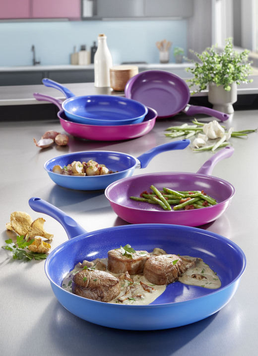 Töpfe, Pfannen & Bräter - Hyperflon Dual Color Pfannen-Set, 3-teilig Ansicht 1 Töpfe, Pfannen & Bräter - Hyperflon Dual Color Pfannen-Set, 3-teilig, in Farbe BLAU Ansicht 1