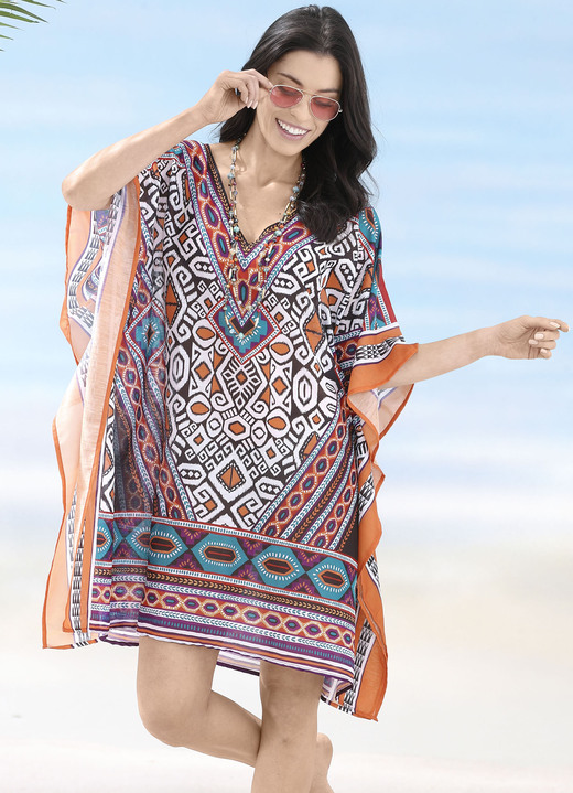Strandmode - Sunflair Tunika mit platziertem Druckdessin, leicht transparent, in Größe 036 bis 054, in Farbe MULTICOLOR