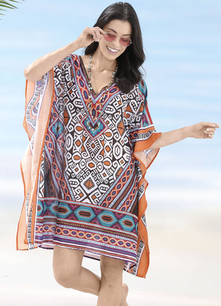 Sunflair Tunika mit platziertem Druckdessin, leicht transparent