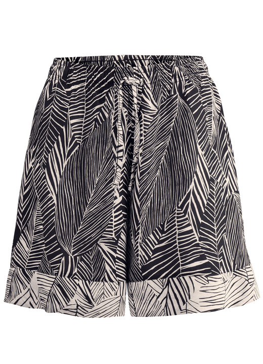 Strandmode - Laurina Shorts aus Viskose, in Größe 034 bis 054, in Farbe SCHWARZ-ECRU Ansicht 4