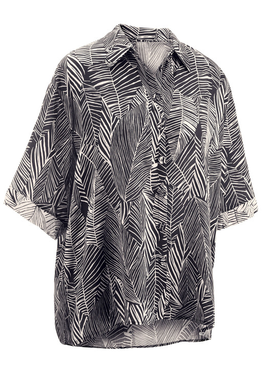 Strandmode - Laurina Bluse mit kurzen Ärmeln Ansicht 3 Strandmode - Laurina Bluse mit kurzen Ärmeln, in Größe 034 bis 054, in Farbe SCHWARZ-ECRU Ansicht 3