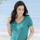 Strandmode - Laurina Shirt mit V-Ausschnitt, in Größe 036 bis 054, in Farbe ROYALBLAU – Farbe PETROL – Ansicht 1