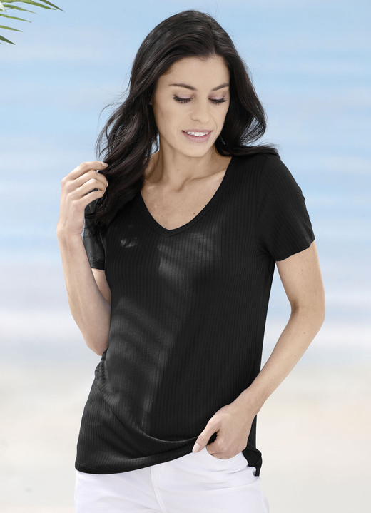 Strandmode - Laurina Shirt mit V-Ausschnitt, in Größe 036 bis 054, in Farbe ROYALBLAU Ansicht 7