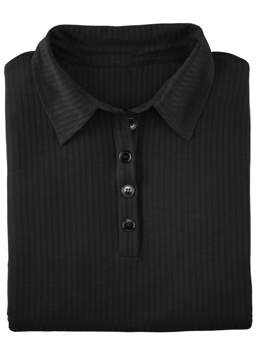 Strandmode - Laurina Poloshirt mit Knopfleiste, in Größe 036 bis 054, in Farbe SCHWARZ Ansicht 2