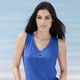 Strandmode - Laurina Trägershirt mit Zierknopfleiste, in Größe 036 bis 054, in Farbe SCHWARZ – Farbe ROYALBLAU – Ansicht 1
