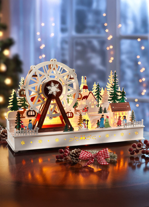 Weihnachtliche Dekorationen - Beleuchteter Schwibbogen aus Holz Ansicht 1 Weihnachtliche Dekorationen - Beleuchteter Schwibbogen aus Holz, in Farbe NATUR-BRAUN-GRÜN Ansicht 1