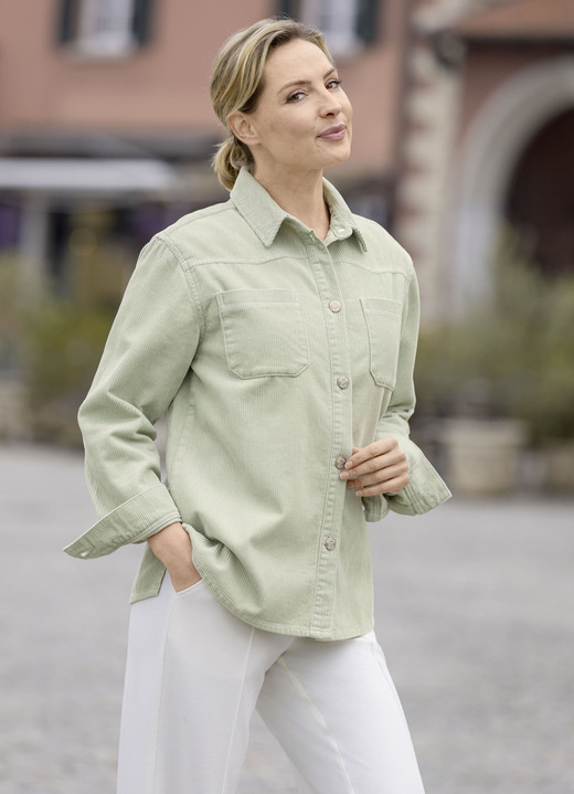 Shirts - Angesagte Cordjacke, in Größe 036 bis 050, in Farbe PISTAZIE Ansicht 1