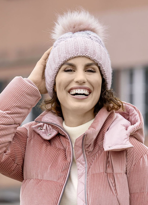 Mützen & Hüte - Warme Damen-Mütze, mit Umschlag, in Farbe ROSÉ Ansicht 2