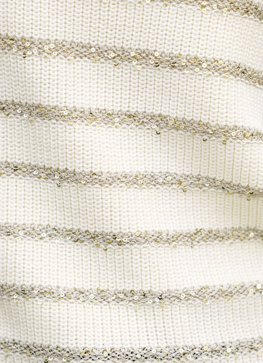 Pullover - Pullover mit edlen Streifen, in Größe 036 bis 052, in Farbe ECRU-SILBERFARBEN Ansicht 2