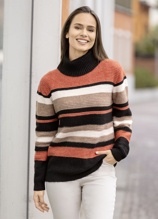 Pullover - Pullover in Ringelmuster Pullover - Pullover in Ringelmuster, in Größe L(44/46) bis XXL(52/54), in Farbe SCHWARZ-HUMMER-MULTICOLOR