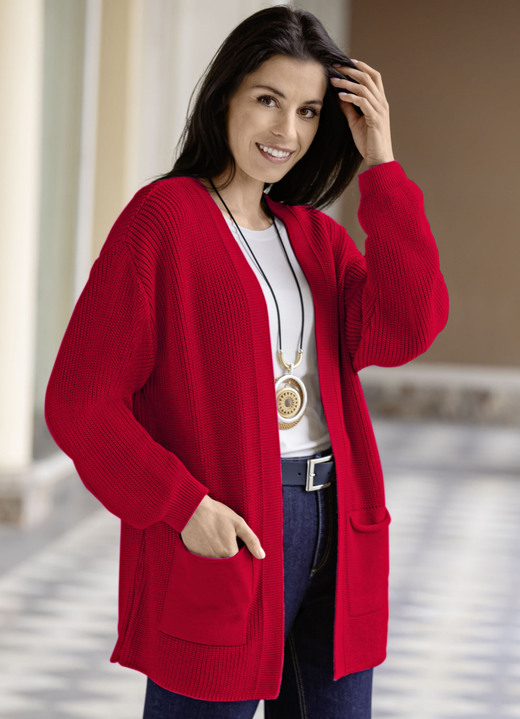 Jacken, Westen & Sets - Strickjacke in Perlfang, in Größe 038 bis 054, in Farbe ROT Ansicht 1