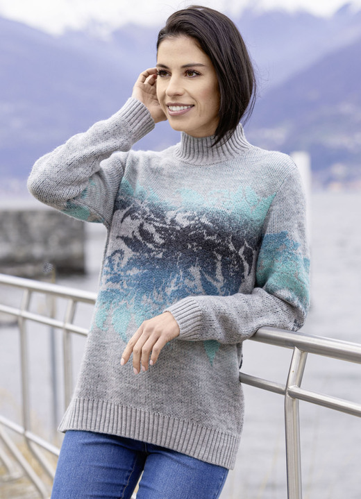 Pullover - Pullover mit weichem Griff Pullover - Pullover mit weichem Griff, in Größe L(44/46) bis XXL(52/54), in Farbe GRAU MELIERT-ANTHRAZIT-BLAU