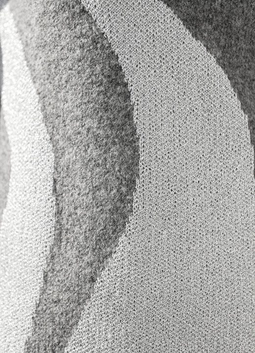 Pullover - Pullover in Jacquard-Dessin, in Größe L(44/46) bis XS(32/34), in Farbe GRAU MELIERT-SILBERFARBEN Ansicht 2