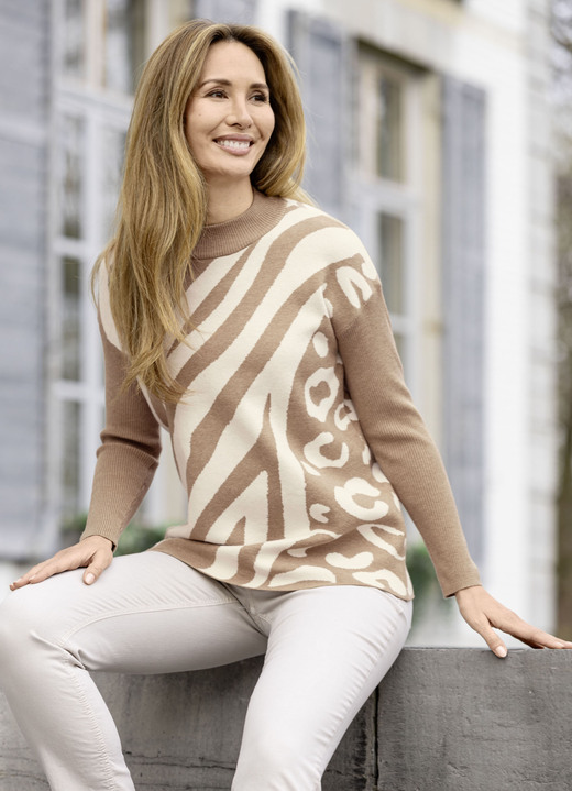 Pullover - Pullover mit weichem Griff Ansicht 2 Pullover - Pullover mit weichem Griff, in Größe 036 bis 052, in Farbe CAMEL-ECRU Ansicht 2