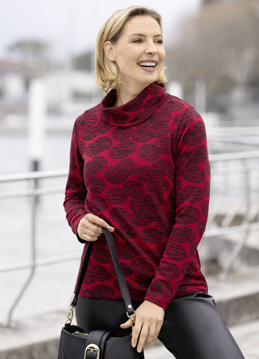 Pullover - Pullover in Feinstrick Pullover - Pullover in Feinstrick, in Größe 038 bis 054, in Farbe ROT-SCHWARZ