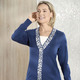 Pullover - Pullover in sehr weicher Qualität mit Modal, in Größe 038 bis 054, in Farbe JEANSBLAU-ECRU – Farbe JEANSBLAU-ECRU – Ansicht 2