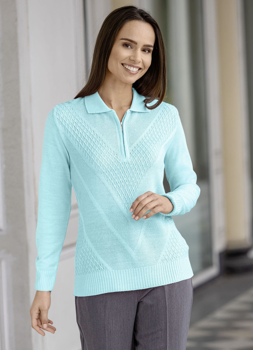Pullover - Pullover mit dezentem Glanz Ansicht 7 Pullover - Pullover mit dezentem Glanz, in Größe 036 bis 052, in Farbe HELLBLAU Ansicht 7