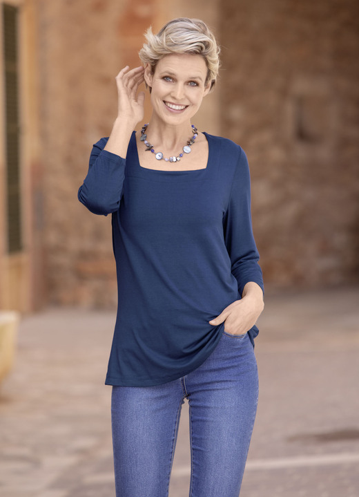 Shirts - Shirt mit flottem Karreè-Ausschnitt  in 3 Farben Ansicht 3 Shirts - Shirt mit flottem Karreè-Ausschnitt  in 3 Farben, in Größe 038 bis 054, in Farbe DUNKELGRÜN Ansicht 3