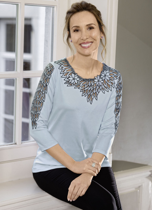 Shirts - Shirt mit aufwendig bestücktem Tüll in 3 Farben, in Größe 036 bis 052, in Farbe ROSÉ Ansicht 2