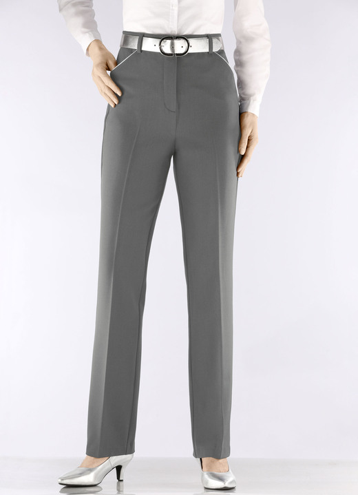 Hosen - Hose mit silberfarbener Kontrastpaspel Ansicht 6 Hosen - Hose mit silberfarbener Kontrastpaspel, in Größe 019 bis 054, in Farbe MARINE Ansicht 6