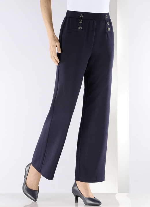Hosen - Hose mit dekorativen Zierknöpfen Ansicht 3 Hosen - Hose mit dekorativen Zierknöpfen, in Größe 019 bis 054, in Farbe MARINE Ansicht 3