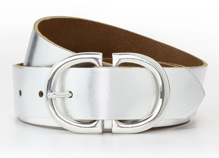 Sonstiges - Eleganter Damen-Gürtel, 3,5 cm breit, in Größe 100 bis 120, in Farbe SILBER Ansicht 1